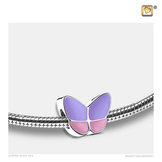 Bead: Wings Of Hope Lavender - Enamel Rhodium Plated - BD2090