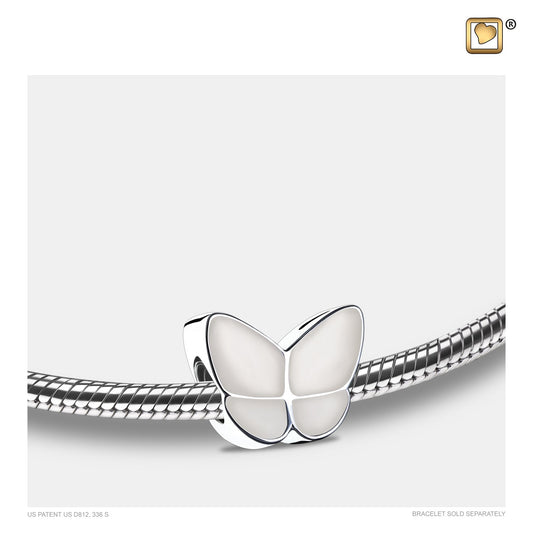 Bead: Wings Of Hope Pearl - Enamel Rhodium Plated - BD2092