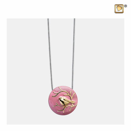 Pendant: Blessing Birds - Pink Enamel Gold Vermeil - PD1270