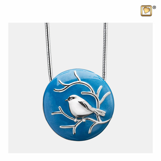 Pendant: Blessing Birds - Blue Enamel Rhodium Plated - PD1271