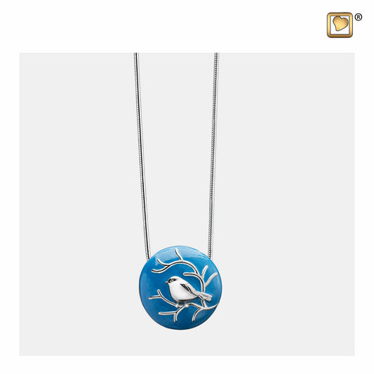 Pendant: Blessing Birds - Blue Enamel Rhodium Plated - PD1271